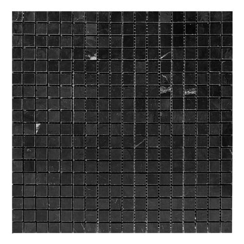 5/8X5/8 Honed Nero Marquina Marble Mosaic Tile - MosaicBros.com