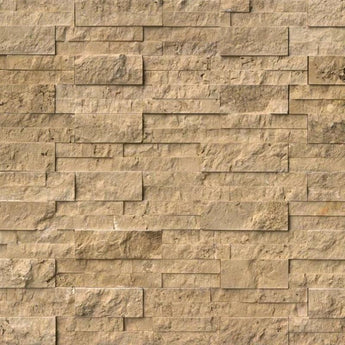Noce Travertine 6x24 Stacked Stone Ledger Panel.