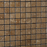 1 x 1 Tumbled Noce Travertine Mosaic Tile - MosaicBros.com