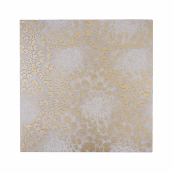 Oreon Gold White Matte Marble Mosaic Tile by Mythology Tile showing gold and white matte marble squares in a mosaic pattern.