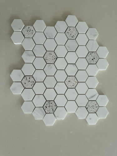 Premium Dolomite marble and terrazzo hexagon mosaic tile for residential and commercial spaces