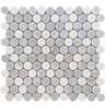 Natural stone tile from Roca, blue mix penny round 12x12 mosaic with small, circular tiles arranged in a vibrant mosaic pattern.