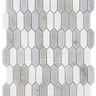 Roca Rockart Blue Mix Thassos Picket 10x12 mosaic natural stone tile featuring blue and white mosaic pattern with rectangular picket design.
