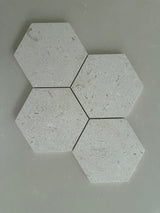 Shellstone Myra 6 Hexagon Tile Honed Mosaic Tile with natural shellstone texture