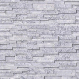 Statuario Marble 3D 6x24 Stacked Stone Ledger Panel.