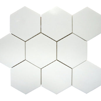 Thassos 4 inch hexagon polished white marble mosaic tile