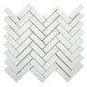 Thassos Herringbone marble mosaic tile with polished white marble pattern