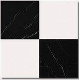 black and white marble checkerboard bathroom floor tile