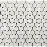 1x1 Honed Thassos White Marble Hexagon Mosaic Tile - MosaicBros.com