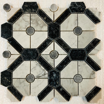 Toscana Black Carrara Opaque Grey Polished Mosaic Tile - MosaicBros.com