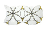 Waterjet Monaco Thassos brass stainless steel mosaic tile with geometric floral pattern