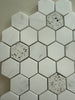 White Dolomite and terrazzo hexagon mosaic tile with contemporary geometric design
