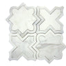 White Dolomite and Turkish Carrara marble waterjet mosaic tile with geometric pattern