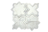 White Dolomite and Turkish Carrara marble waterjet mosaic tile with geometric pattern