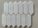 Elegant Dolomite marble picket mosaic accent wall with soft honed finish and natural stone variation