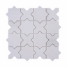 White Thales Dolomite marble mosaic tile sheet by Mythology Tile, featuring honed, natural stone surface and intricate mosaic pattern.