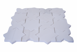 White Thales Dolomite marble mosaic tile by Mythology Tile, featuring honed finish and intricate mosaic pattern for elegant surfaces.