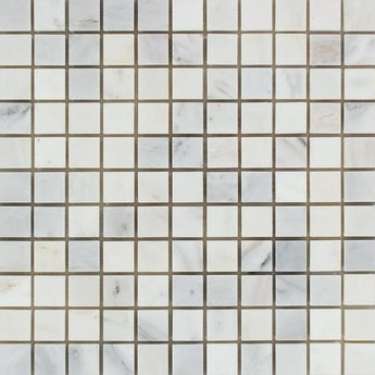 1 x 1 Honed Oriental White Marble Mosaic Tile.