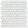 1 x 1 Honed Thassos White Marble Hexagon Mosaic Tile.
