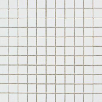 1 x 1 Honed Thassos White Marble Mosaic Tile.