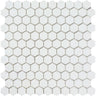 1 x 1 Polished Thassos White Marble Hexagon Mosaic Tile.