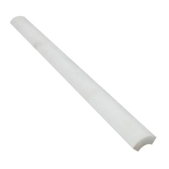 1 x 12 Polished Oriental White Marble Quarter-Round Trim.