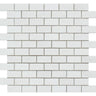 1 x 2 Polished Thassos White Marble Brick Mosaic Tile.