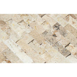 1 x 2  Split-faced Philadelphia Travertine Brick Mosaic Tile.