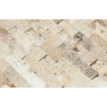 1 x 2  Split-faced Philadelphia Travertine Brick Mosaic Tile.