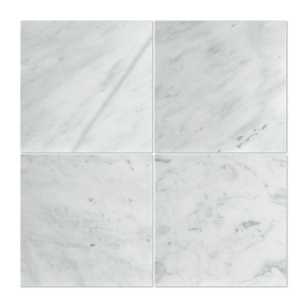 12 x 12 Honed Bianco Mare Marble Tile.