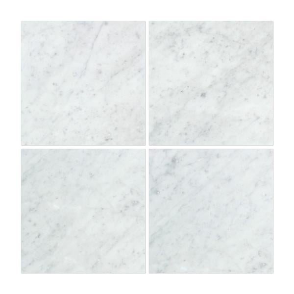 12 x 12 Polished Bianco Carrara Marble Tile.