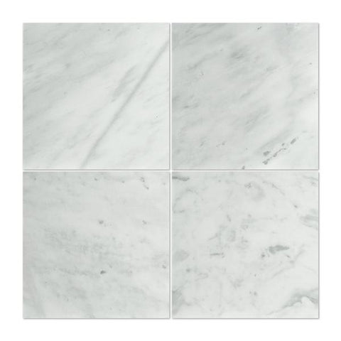 12 x 12 Polished Bianco Mare Marble Tile.