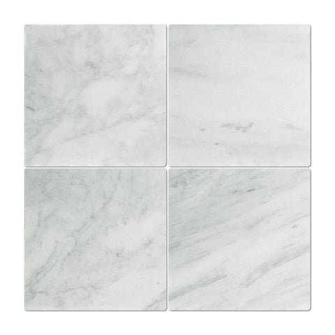 12 x 12 Tumbled Bianco Mare Marble Tile.