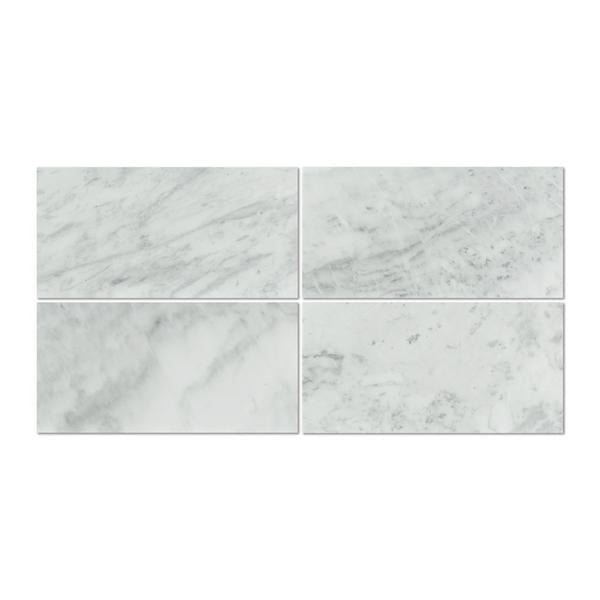 12 x 24 Honed Bianco Mare Marble Tile.