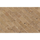 Noce Travertine 1x2 Split Face Mosaic Tile.
