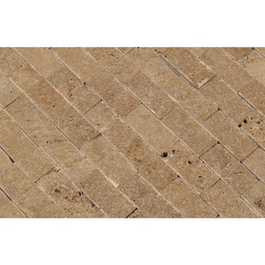 Noce Travertine 1x2 Split Face Mosaic Tile.