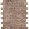Noce Travertine 1x2 Split Face Mosaic Tile.