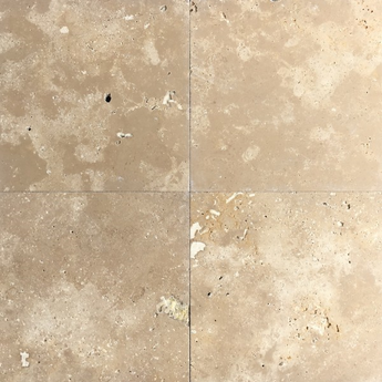12 x 12 Unfilled and Honed Ivory Travertine Tile.