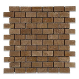 Noce Travertine 1x2 Tumbled Mosaic Tile.
