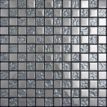 CRYSTAL SPRINGS REFLECTIONS NICKEL glass Mosaic Tile.