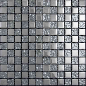 CRYSTAL SPRINGS REFLECTIONS NICKEL glass Mosaic Tile.