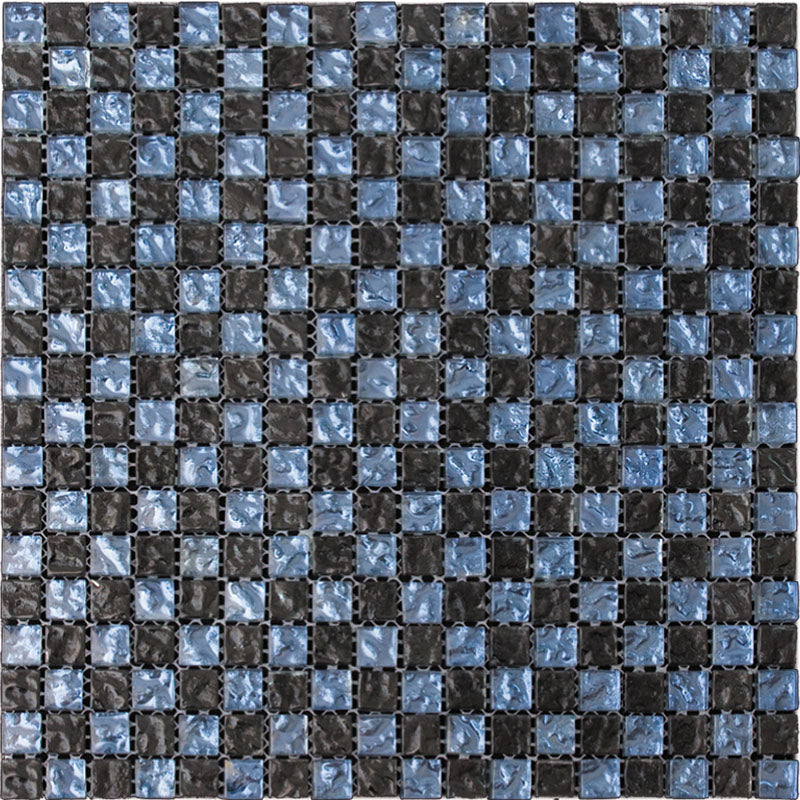 CRYSTAL SPRINGS CHESS MIDNIGHT glass Mosaic Tile.