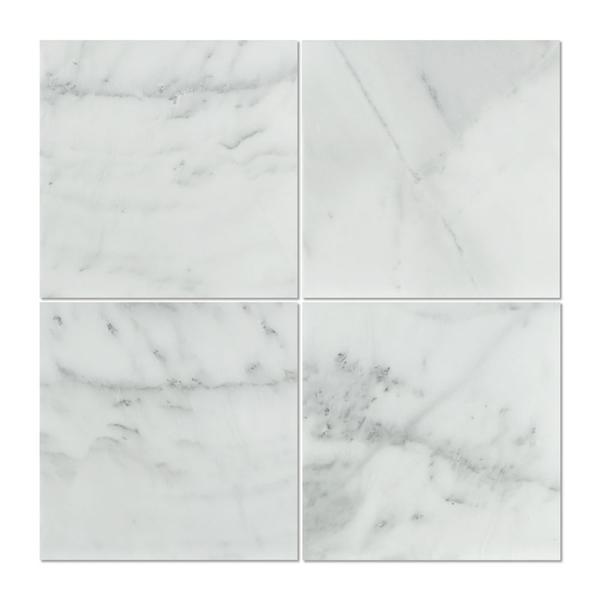 18x18 Honed Bianco Mare Marble Tile White.