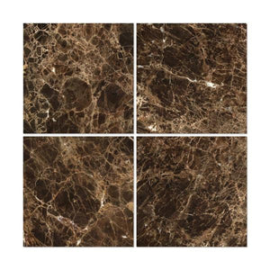 18 x 18 Polished Emperador Dark Marble Tile.