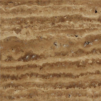 18 x 18 Unfilled Brushed Noce Exotic (Vein-Cut) Travertine Tile.