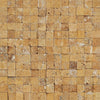 1 x 1 Split-faced Gold Travertine Mosaic Tile.