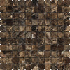 1 x 1 Tumbled Emperador Dark Marble Mosaic Tile.
