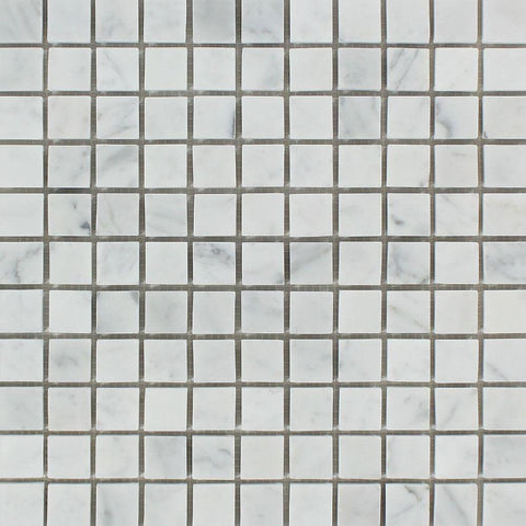 1 x 1 Honed Bianco Carrara Marble Mosaic Tile.