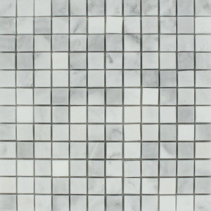 1 x 1 Honed Bianco Mare Marble Mosaic Tile.