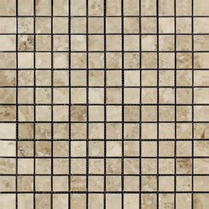 1 x 1 Polished Cappuccino Marble Mosaic Tile.